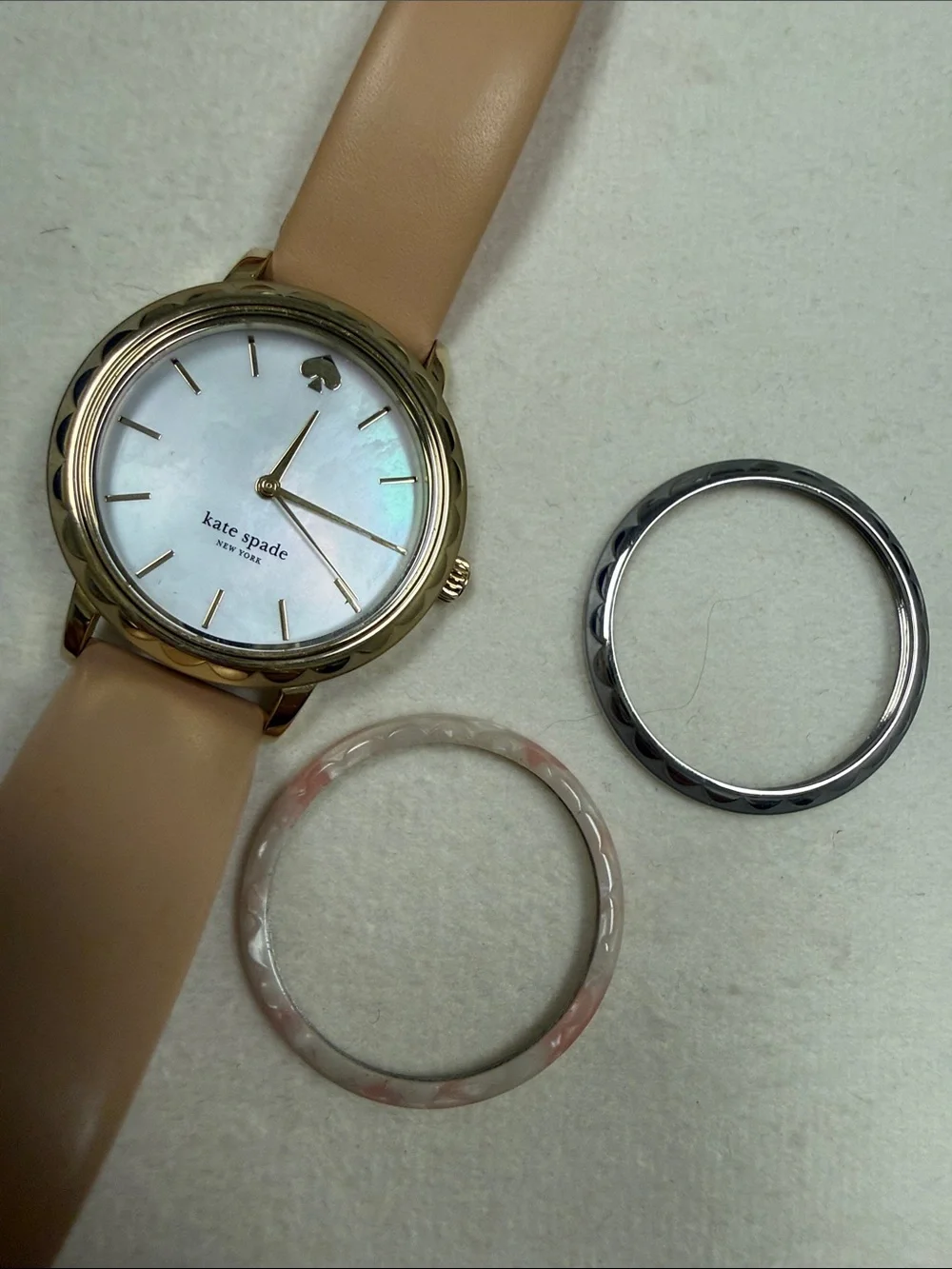 kate spade Pink Mother-of-Pearl Dial Watch with Blush Strap